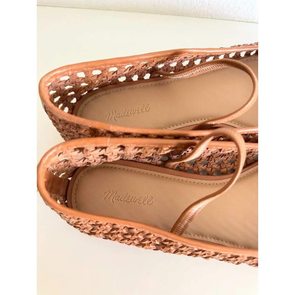 Madewell Women's The Greta Ballet Flats Desert Camel Open Weave Slip On Size 9.5